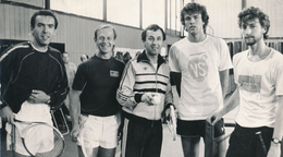 Československý daviscupový tím v roku 1986: (zľava) Tomáš Šmíd, Pavel Složil, kapitán František Pála, Milan Šrejber a Miloslav Mečíř