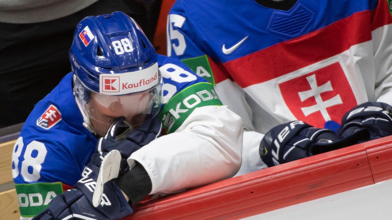 Kristián Pospíšil v zápase Slovensko - Kazachstan na MS v hokeji 2022.