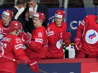 Ruský tím počas MS v hokeji 2021. 