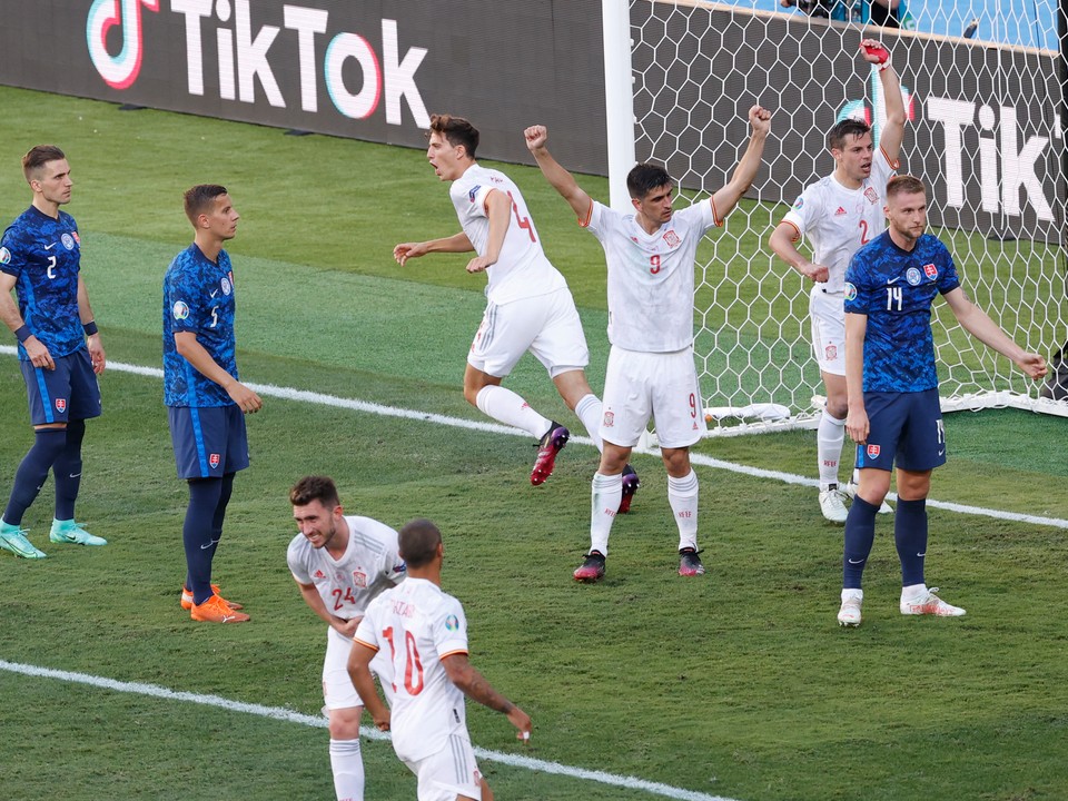 Momentka zo zápasu Slovensko - Španielsko na EURO 2020 / 2021.