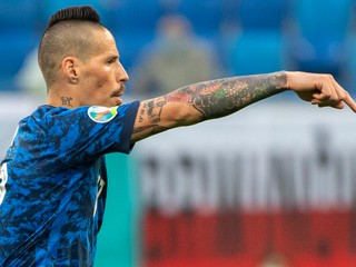 Marek Hamšík počas zápasu Slovensko - Poľsko na EURO 2020 / 2021.