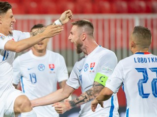 Tomáš Suslov sa teší po strelenom góle v zápase Bielorusko - Slovensko v Lige národov.