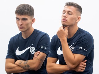 Dávid Ďuriš a Samuel Mráz na zraze slovenskej futbalovej reprezentácie.