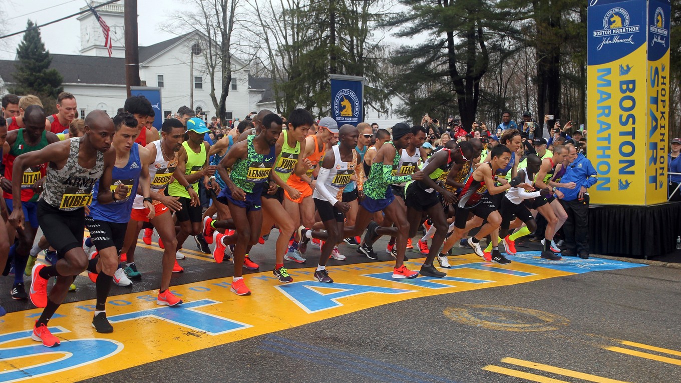 Bostonský maratón na ilustračnom zábere. 