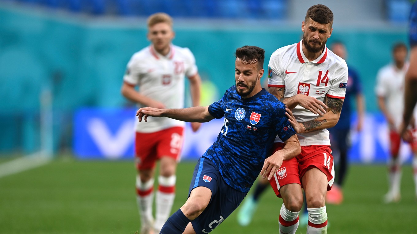 Jakub Hromada v zápase Slovensko - Poľsko na EURO 2020.
