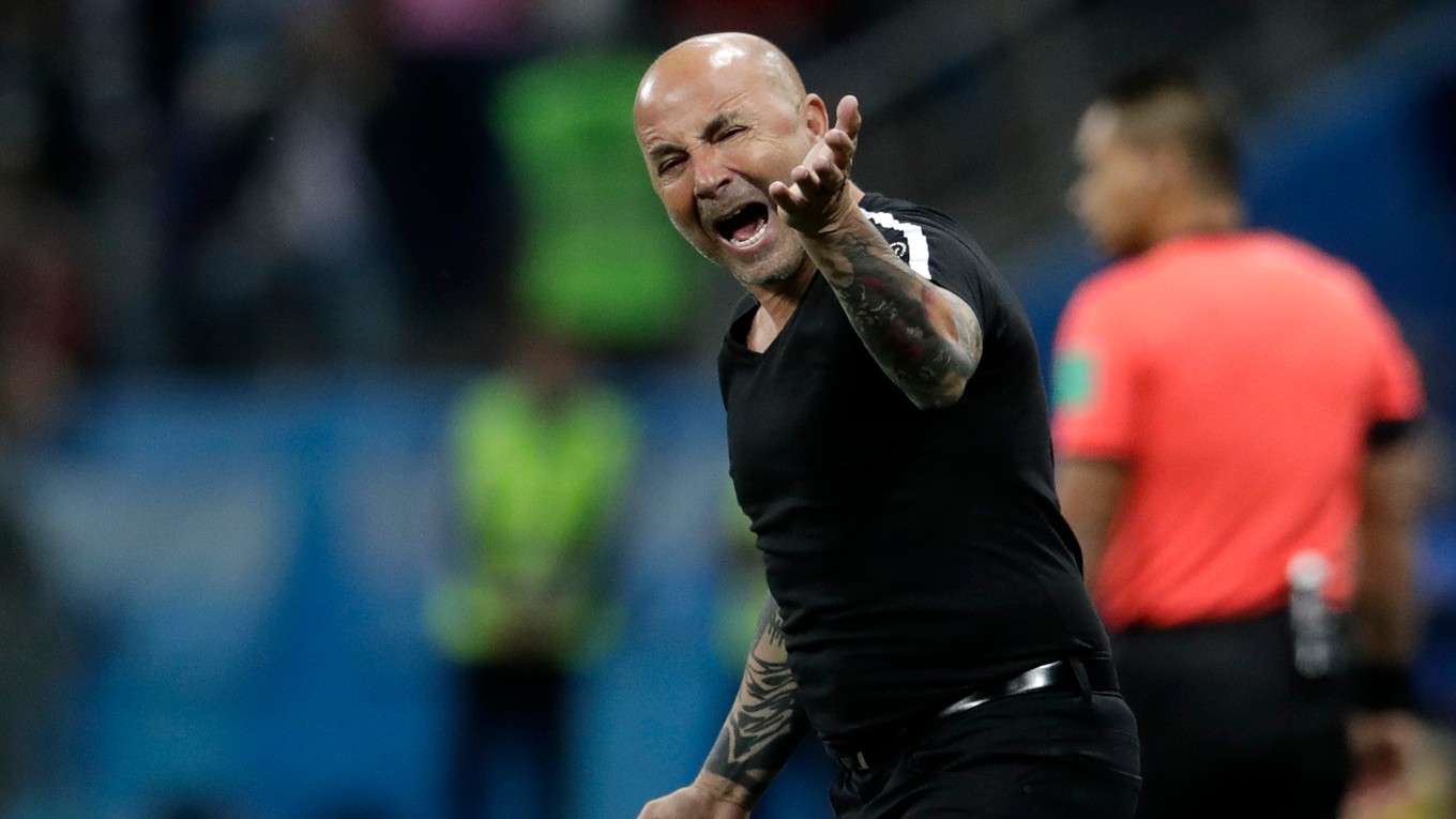 Jorge Sampaoli na lavičke Argentíny.