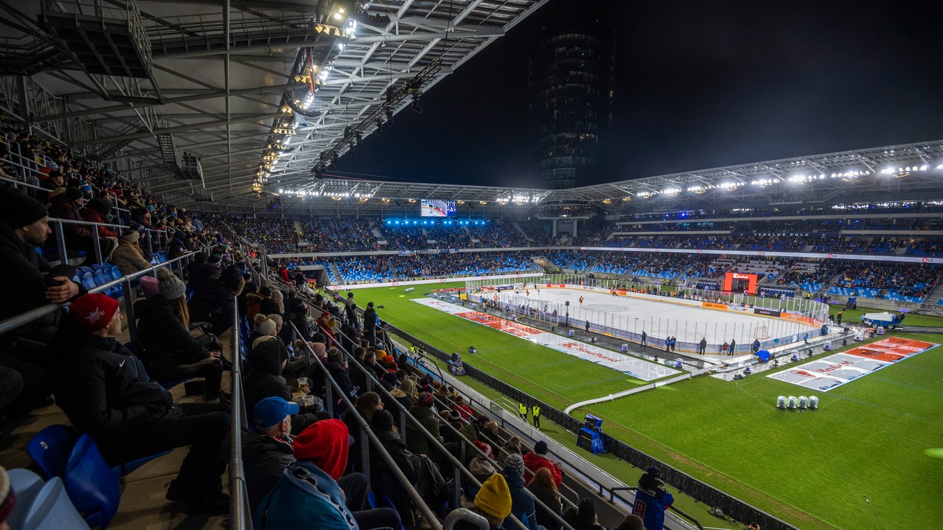 Momentka zo zápasu Slovan - Košice v rámci Kaufland Winter Games 2023.