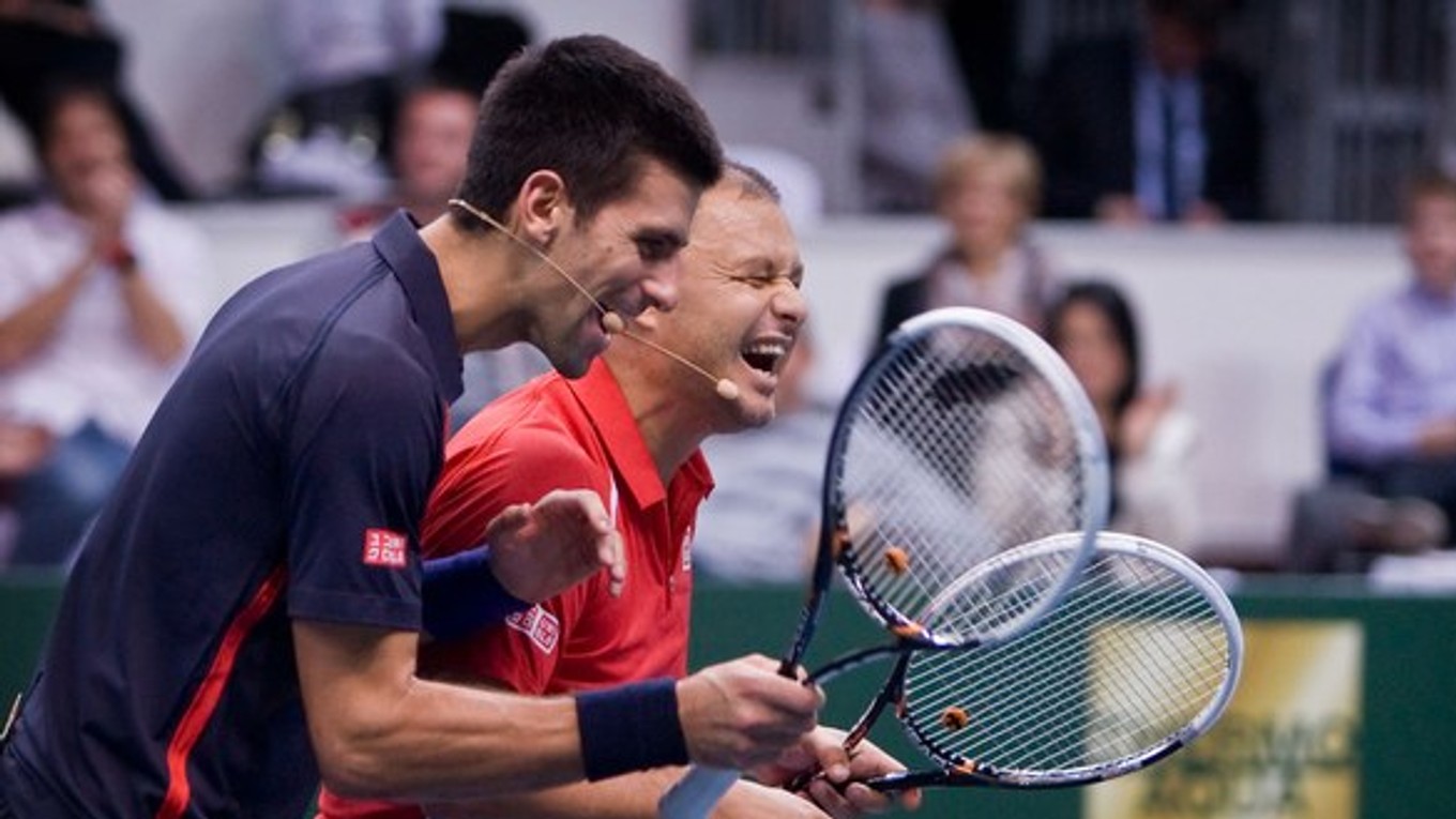 Svetová tenisová jednotka Novak Djokovič a tréner Marián Vajda.