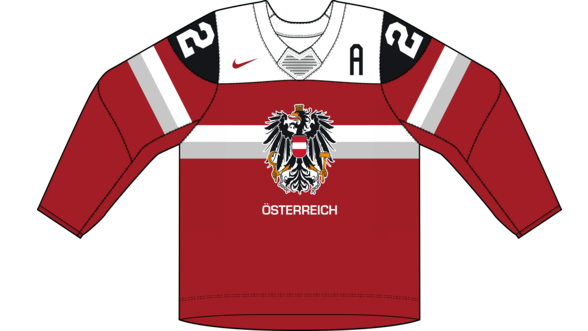 Rakúsko na MS v hokeji 2024 - dresy vonku. 