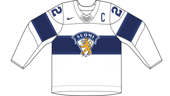 Fínsko na MS v hokeji 2024 - dresy doma. 