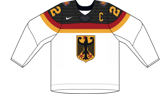 Nemecko na MS v hokeji 2024 - dresy doma. 