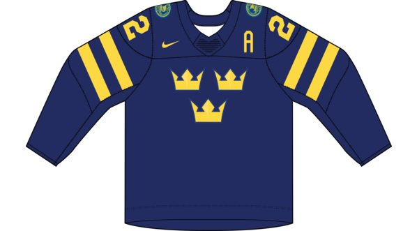 Švédsko na MS v hokeji 2024 - dresy vonku. 