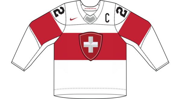 Švajčiarsko na MS v hokeji 2024 - dresy doma. 
