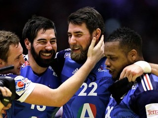 Sprava francúzski hádzanári Porte Valentin, Nikola Karabatič, Luka Karabatič a Cedric Sorhaindo.