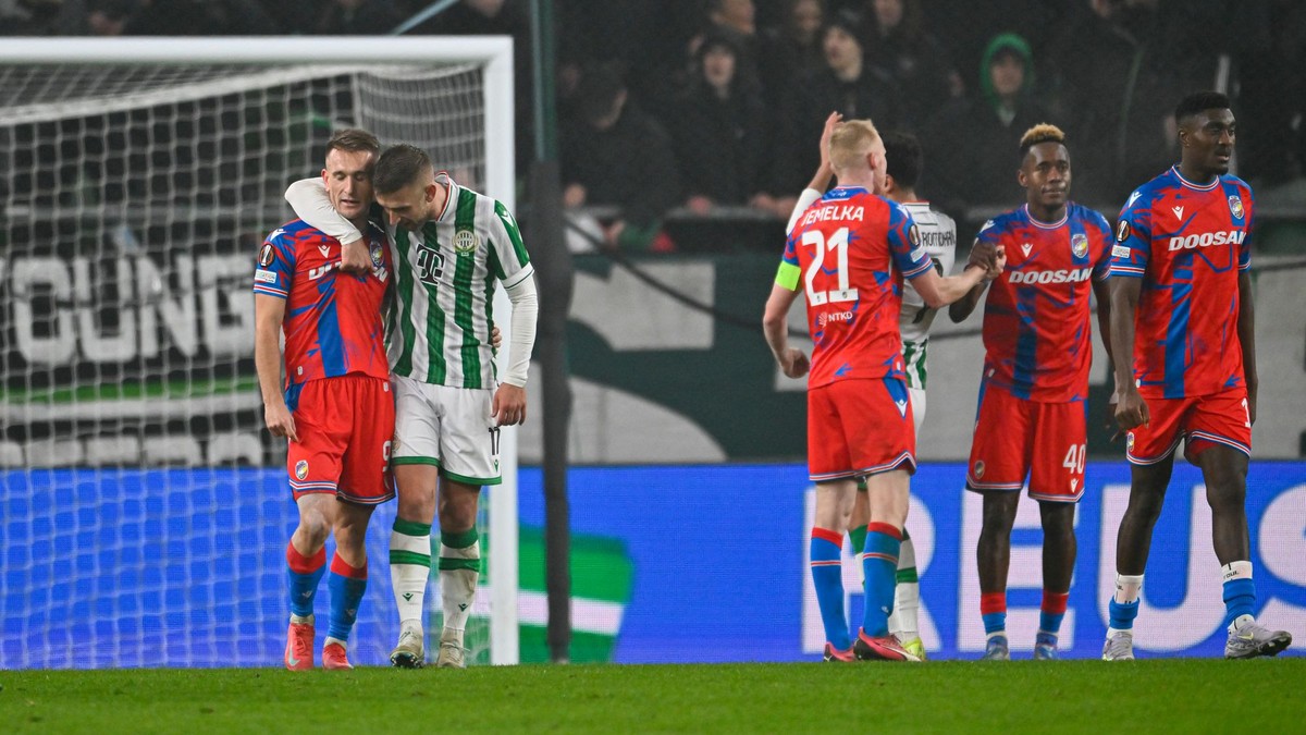 Momentka zo zápasu Ferencváros Budapešť - Viktoria Plzeň