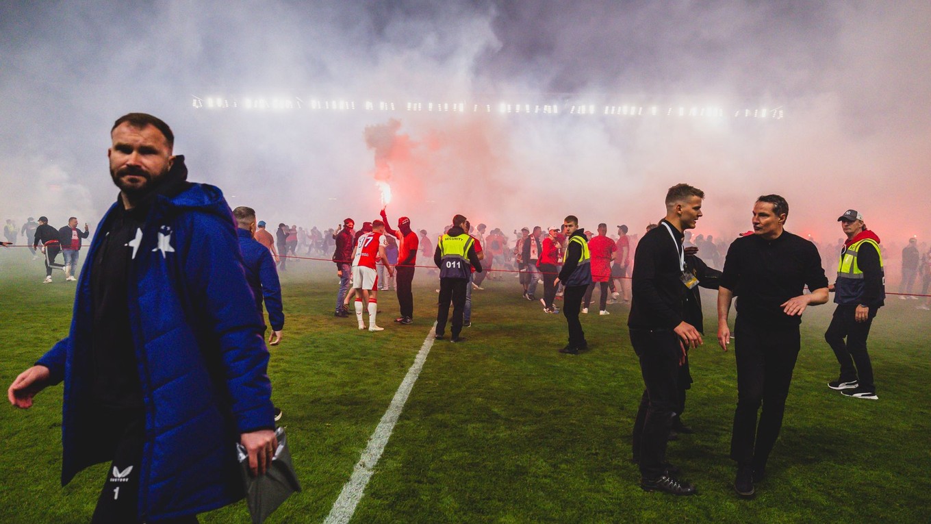 Momentka zo zápasu Slavia - Sparta.