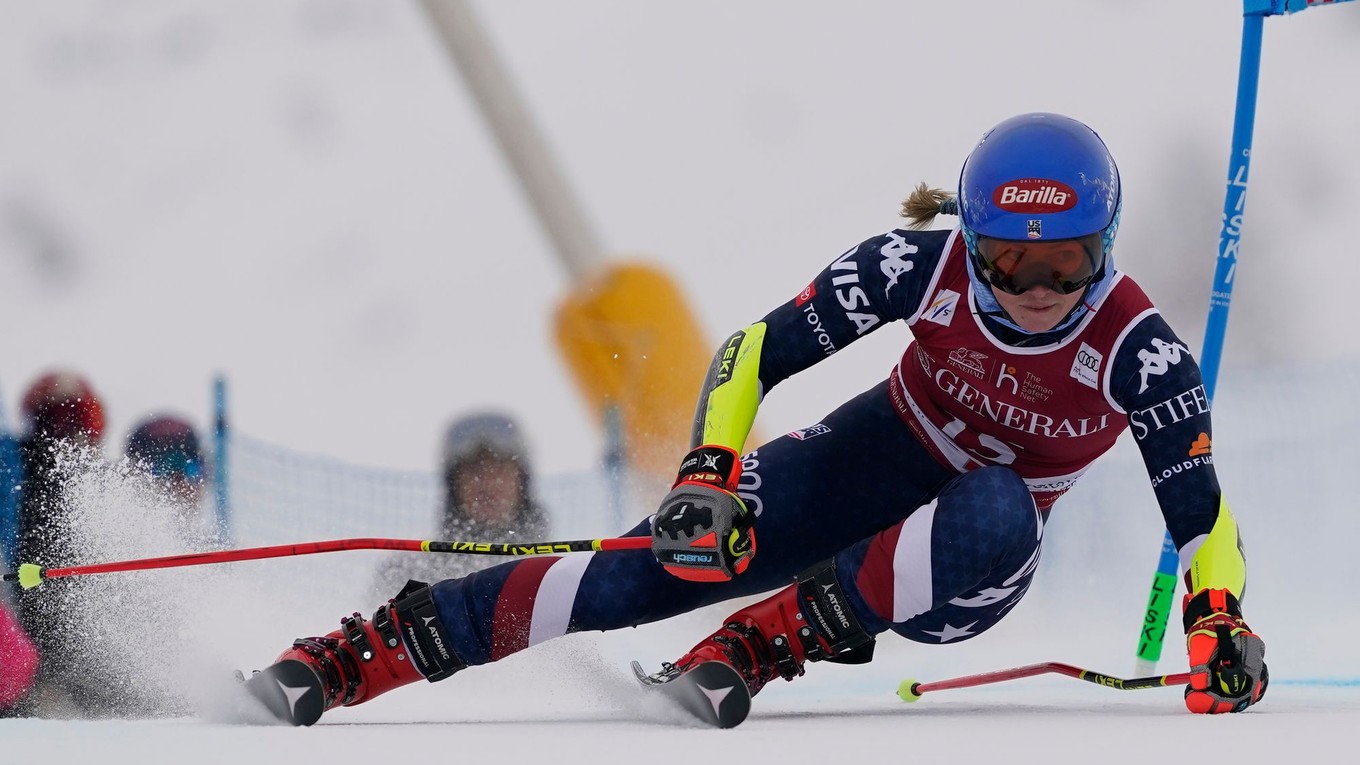 Mikaela Shiffrinová počas 1. kola obrovského slalomu v Sestriere.