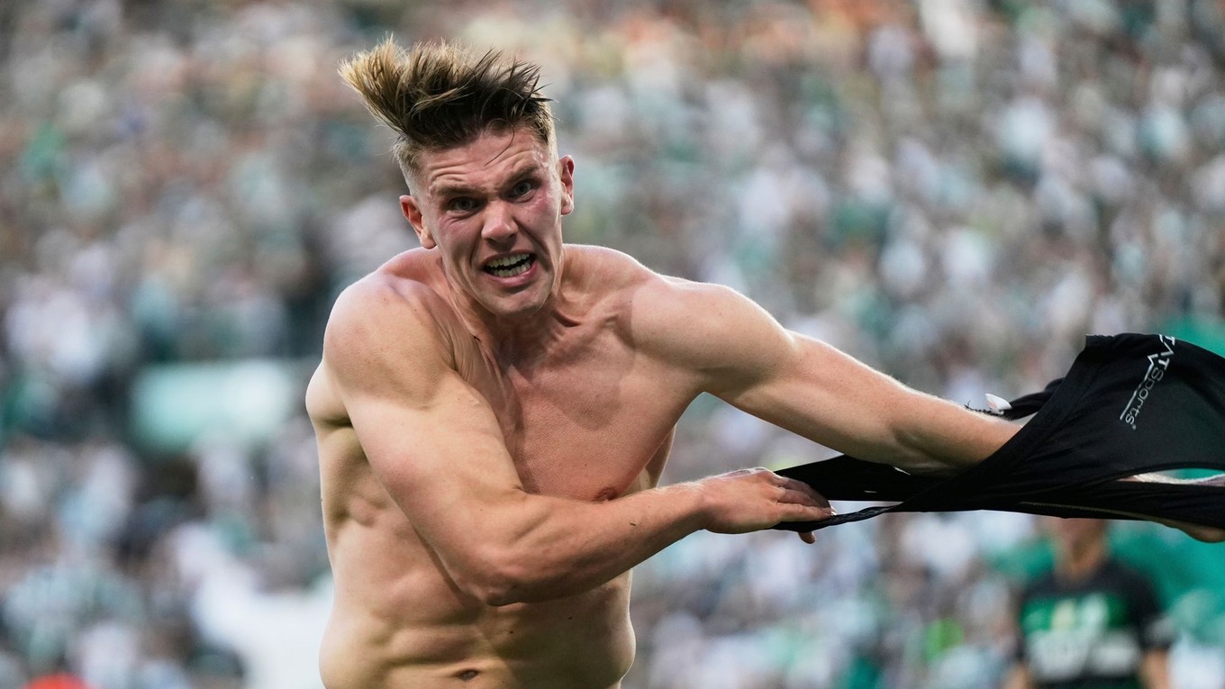 Viktor Gyökeres oslavuje gól.