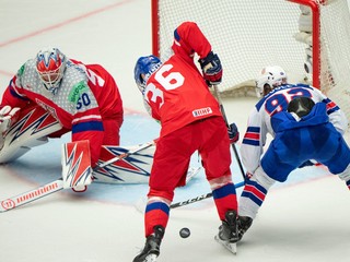 Fotka zo zápasu Česko - USA na MS v hokeji 2025.