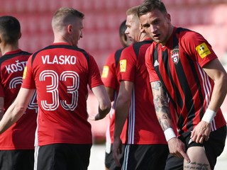 Milan Ristovski sa teší z gólu v drese FC Spartak Trnava.