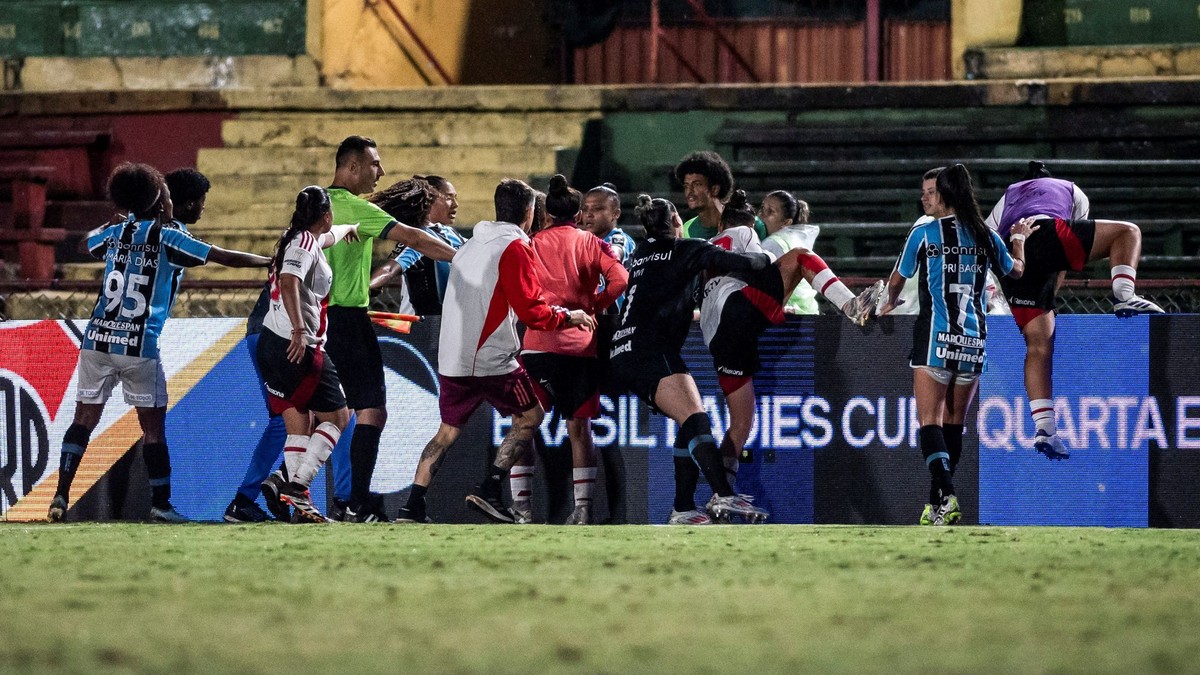 Hromadná bitka počas futbalového zápasu žien River Plate - Gremio.