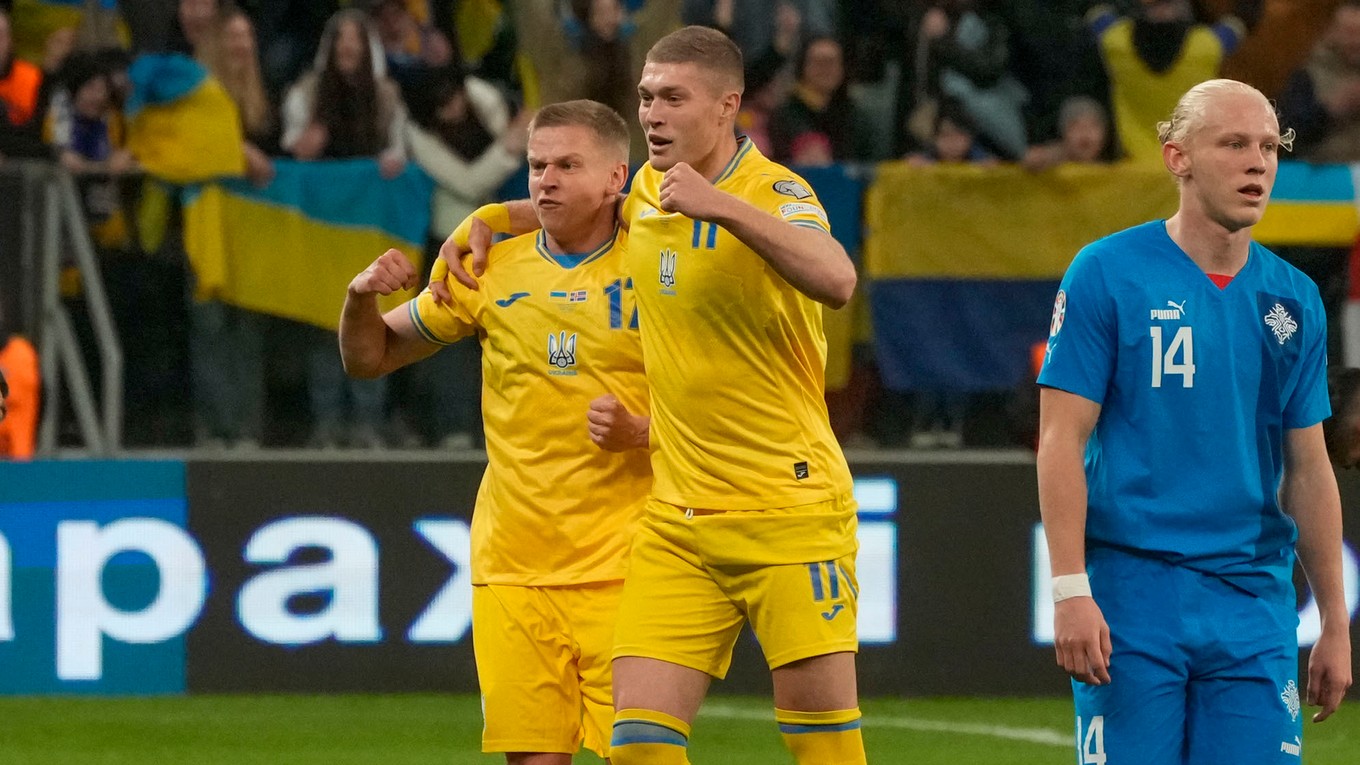 Momentka zo zápasu Ukrajina - Island