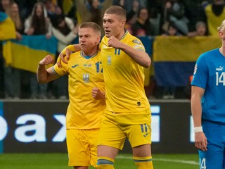 Momentka zo zápasu Ukrajina - Island