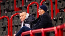 Generálny sekretár Slovenského zväzu ľadového hokeja (SZĽH) Miroslav Lažo a prezident SZĽH Miroslav Šatan.