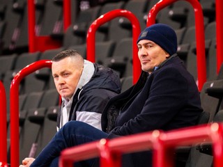 Generálny sekretár Slovenského zväzu ľadového hokeja (SZĽH) Miroslav Lažo a prezident SZĽH Miroslav Šatan.