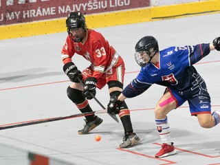 Momentka zo zápasu Slovensko - Kanada na MS v hokejbale do 18 rokov 2024.