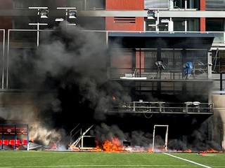 Požiar na Národnom štadióne v Andorre.