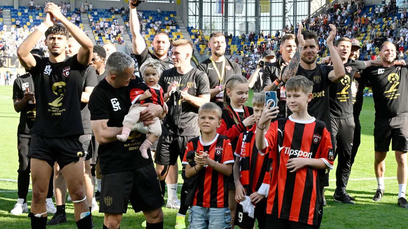 Radosť hráčov Spartaka Trnava.