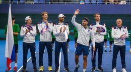 Na snímke daviscupový tím Slovenska.