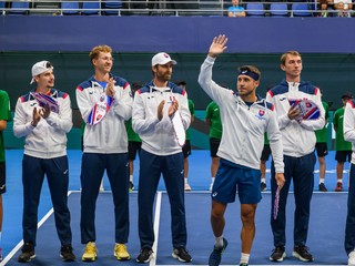 Na snímke daviscupový tím Slovenska.