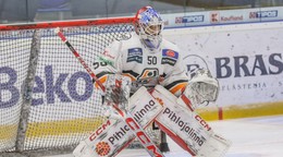 Rastislav Eliaš v bránke HC Košice v zápase proti HK Poprad v 32. kole Tipos extraligy.