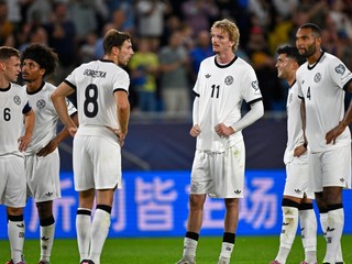 Nemeckí futbalisti po prehre 0:2 so Slovenskom v zápase kvalifikácie MS 2026 v Bratislave.