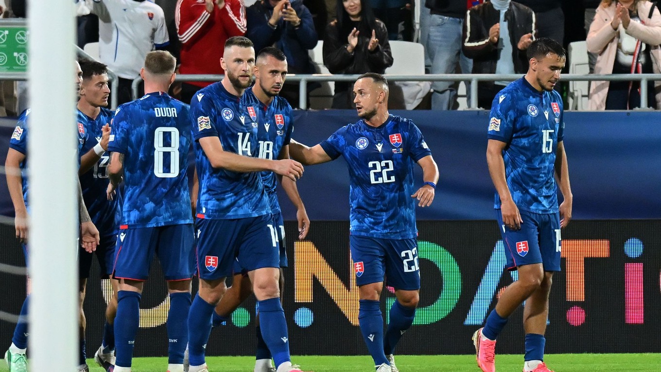 Momentka zo zápasu Slovensko - Moldavsko v Lige národov