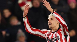 Tomáš Rigo oslavuje gól v drese Stoke City. 