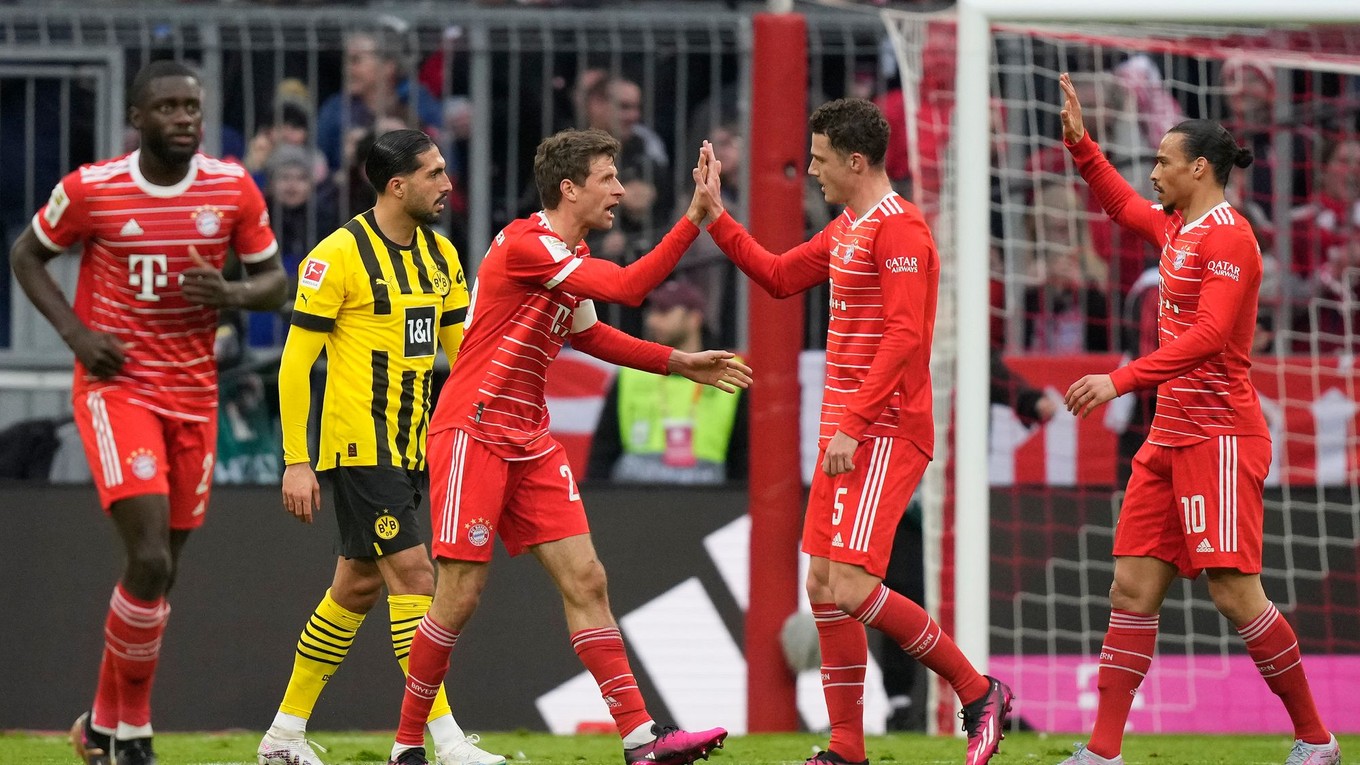 Thomas Müller sa teší po strelenom góle v zápase Bayern Mníchov - Borussia Dortmund.