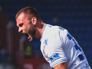 Erik Prekop sa teší po strelenom góle v drese FC Baník Ostrava.