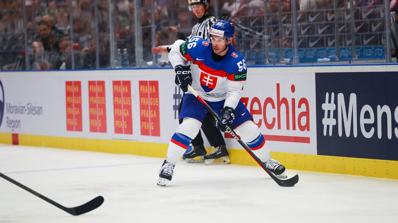 Marko Daňo v zápase Slovensko - Švédsko v skupine B na MS v hokeji 2024.