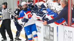 Momentka zo zápasu Slovensko - Fínsko na MS v hokeji žien do 18 rokov 2026.