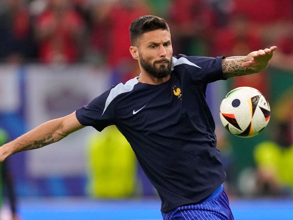 Francúzsky útočník Olivier Giroud počas EURO 2024.