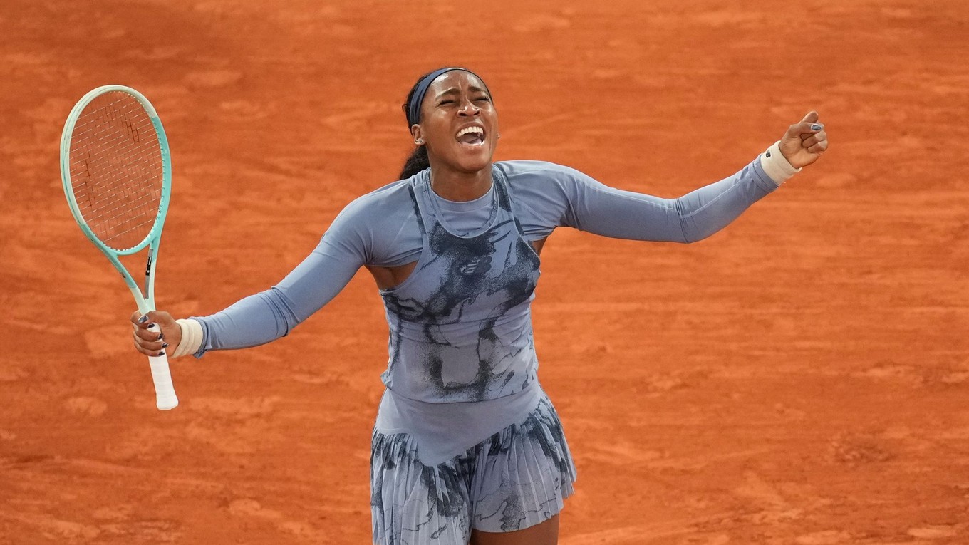 Cori Gauffová vo štvrťfinále Roland Garros 2025.