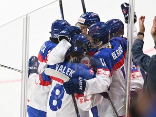 Na snímke radosť hráčov Slovenska po strelení gólu.