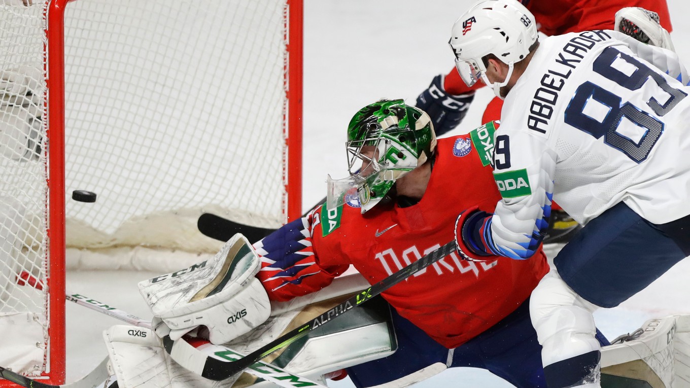 Zápas Nórsko - USA na MS v hokeji 2021.