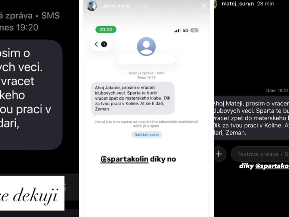 Sparta Kolín napísala hráčom rovnaké esemesky.