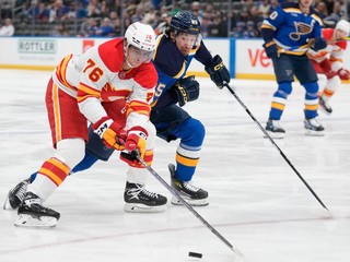Martin Pospíšil (Calgary) v zápase proti St. Louis.