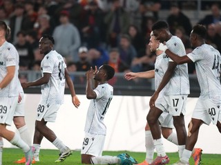 Plzeň oslavuje gól. 