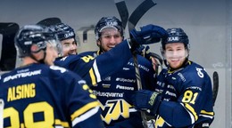 Pavol Regenda sa teší so spoluhráčmi HV71.